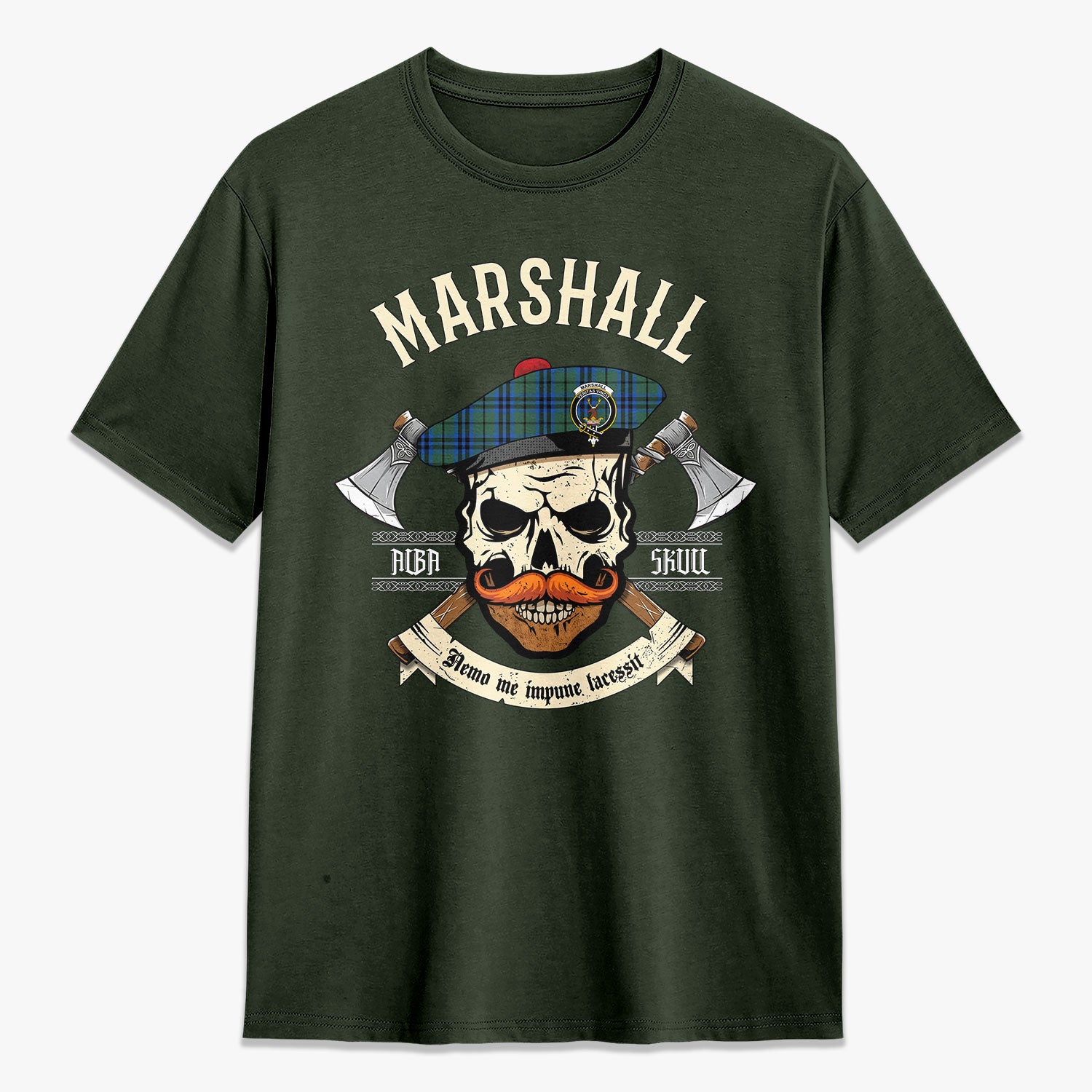 Marshall Tartan Crest 2D T-shirt - Alba Skull Style