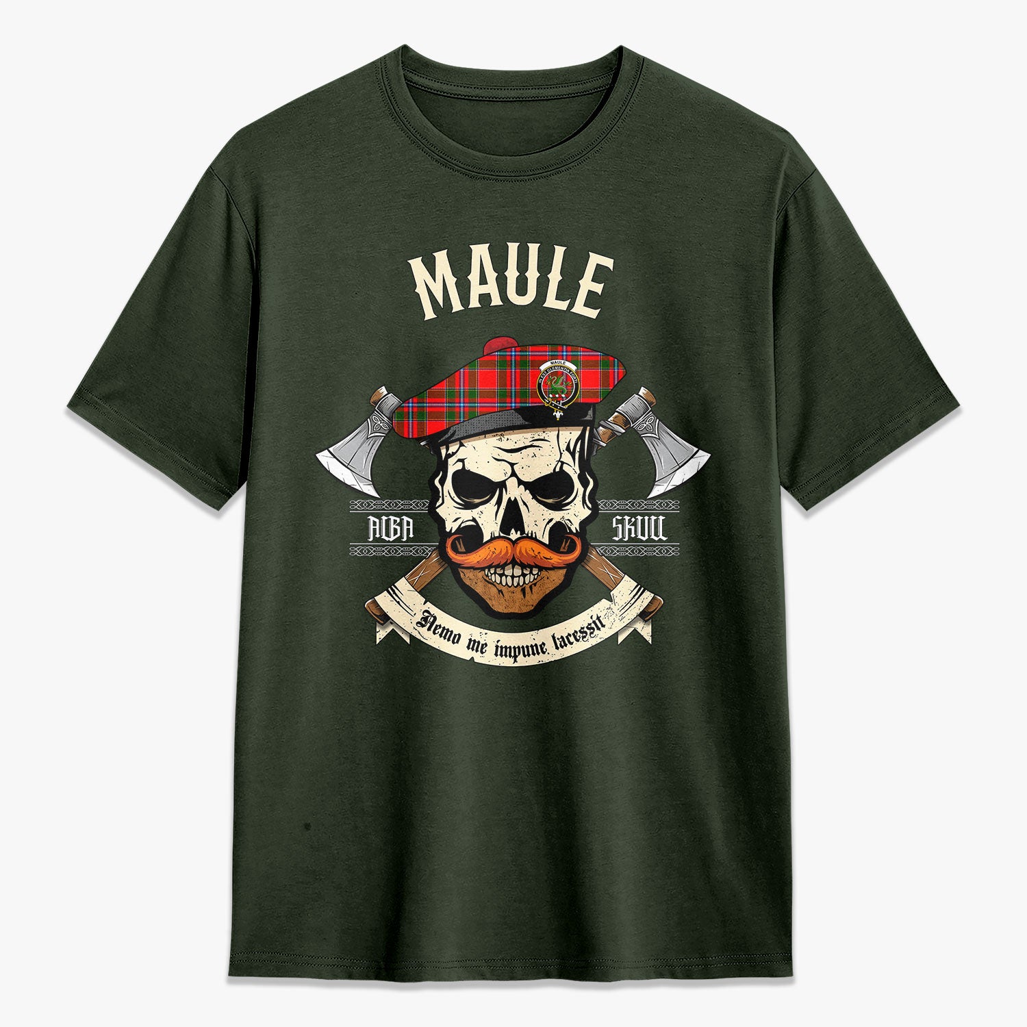 Maule Tartan Crest 2D T-shirt - Alba Skull Style