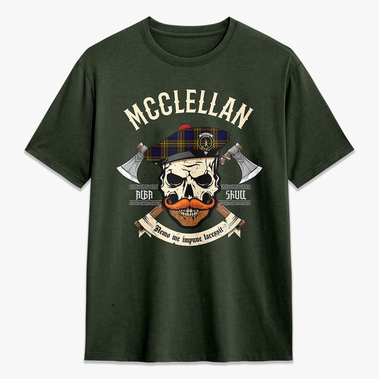 McClellan Modern Tartan Crest 2D T-shirt - Alba Skull Style