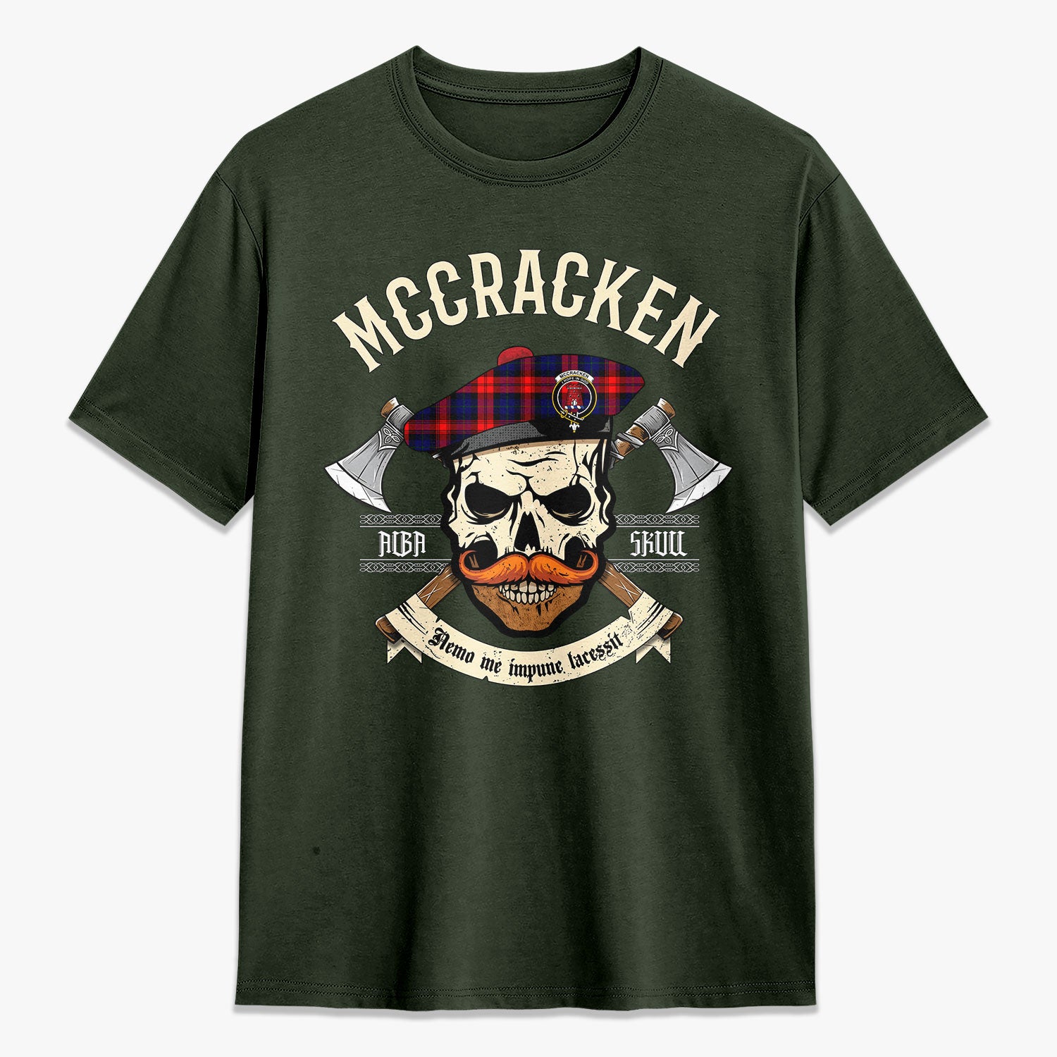 McCracken Tartan Crest 2D T-shirt - Alba Skull Style