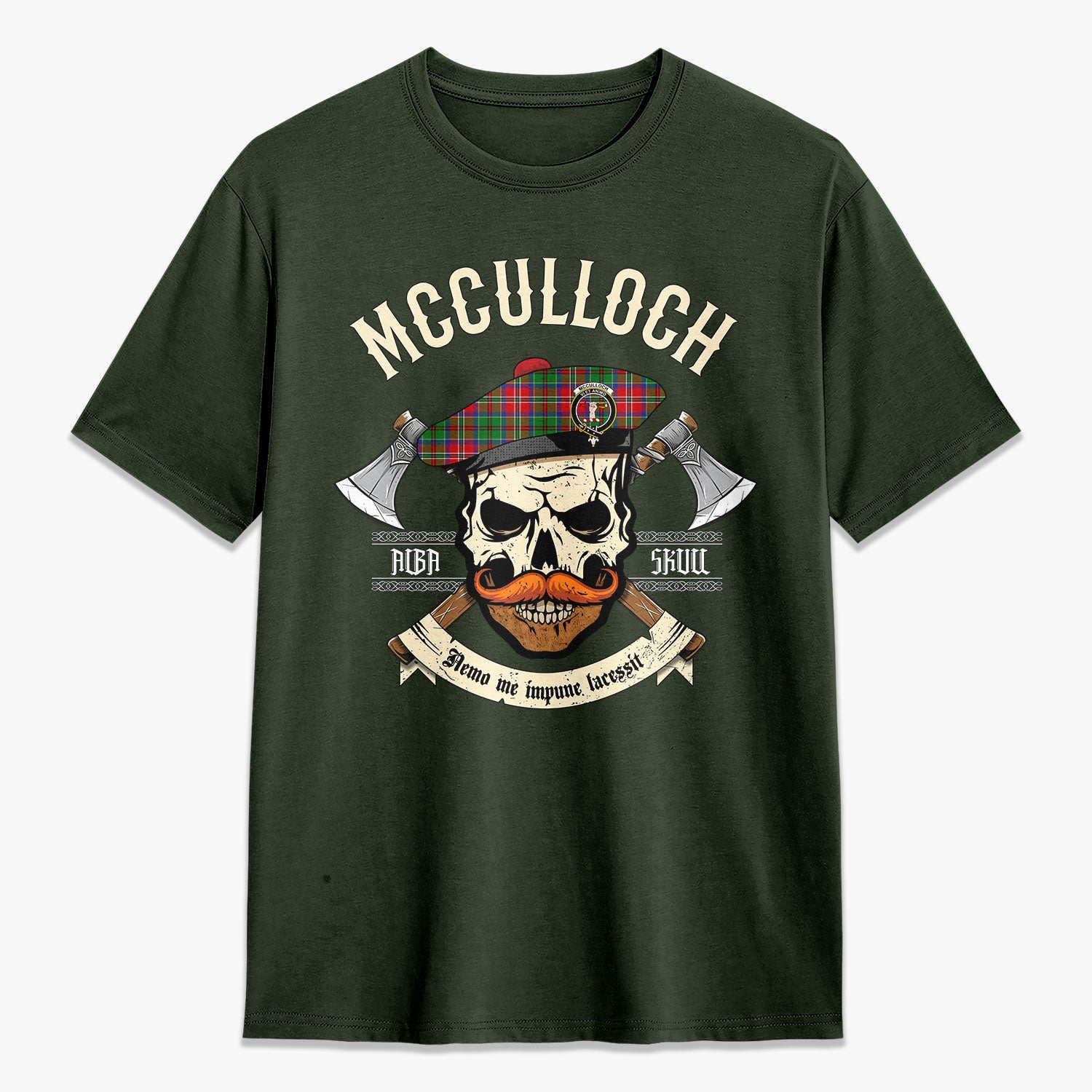 McCulloch Tartan Crest 2D T-shirt - Alba Skull Style