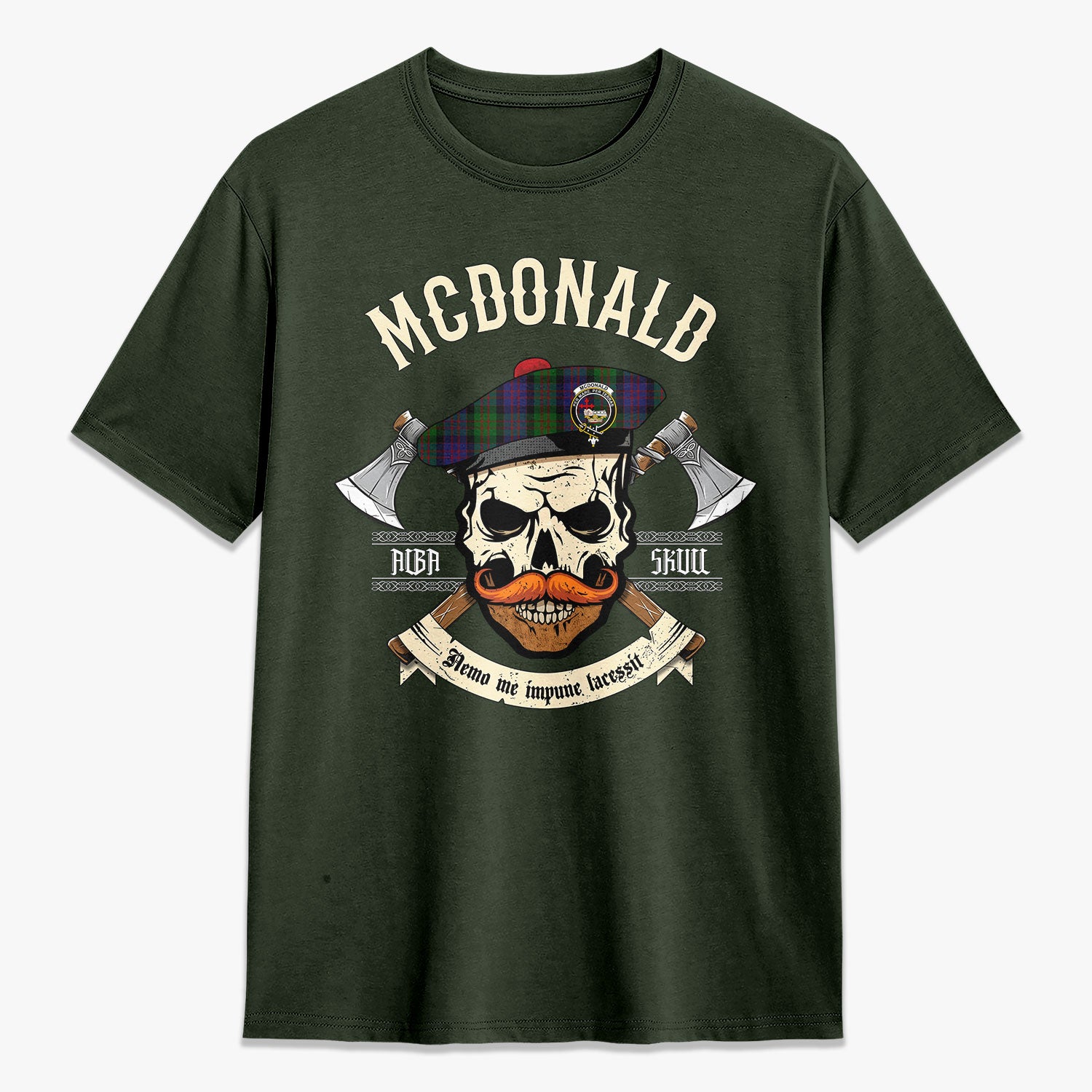 McDonald Tartan Crest 2D T-shirt - Alba Skull Style