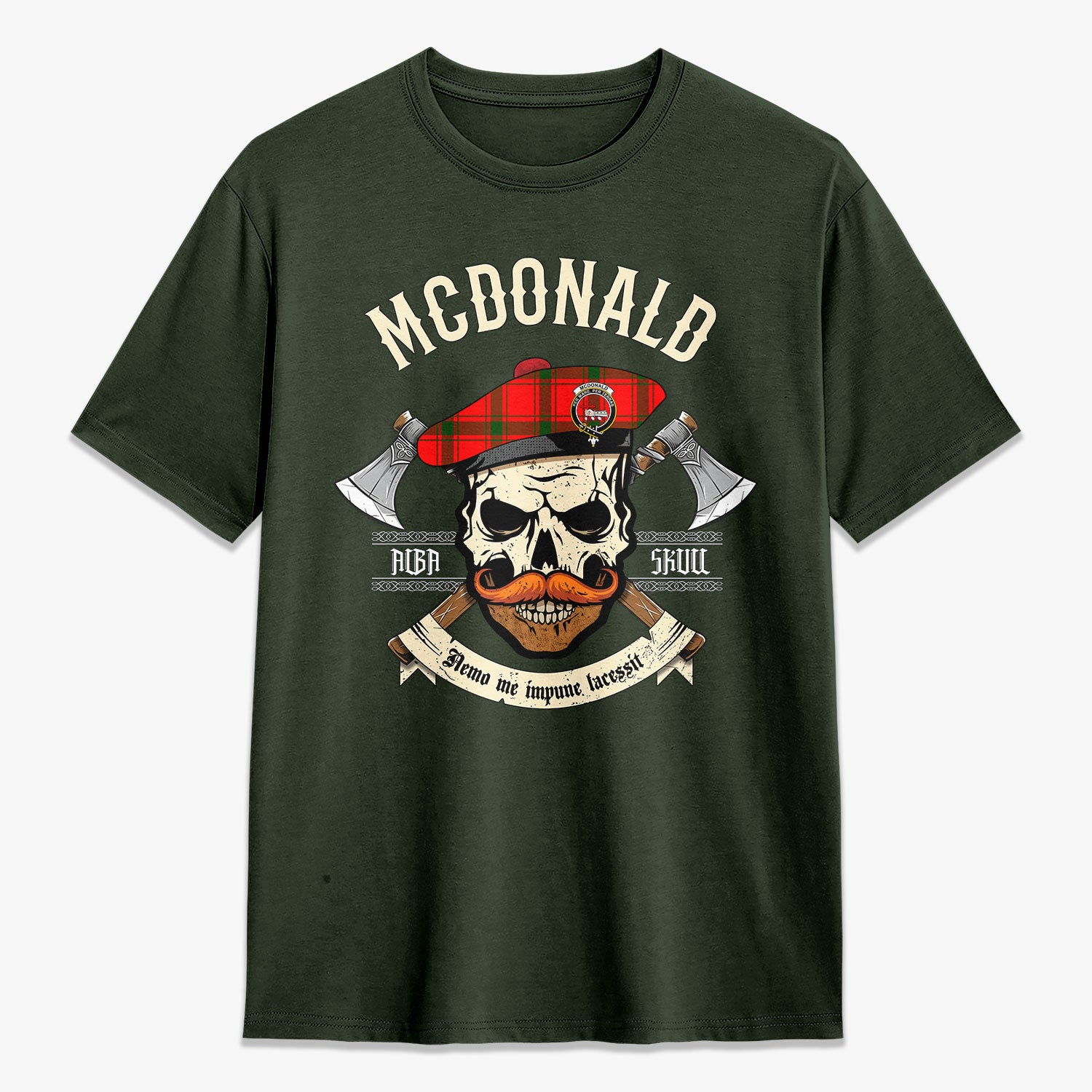 McDonald of Sleat Tartan Crest 2D T-shirt - Alba Skull Style