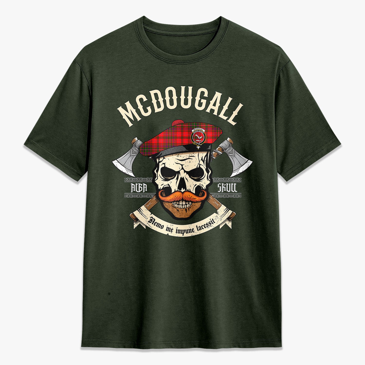 McDougall Modern Tartan Crest 2D T-shirt - Alba Skull Style