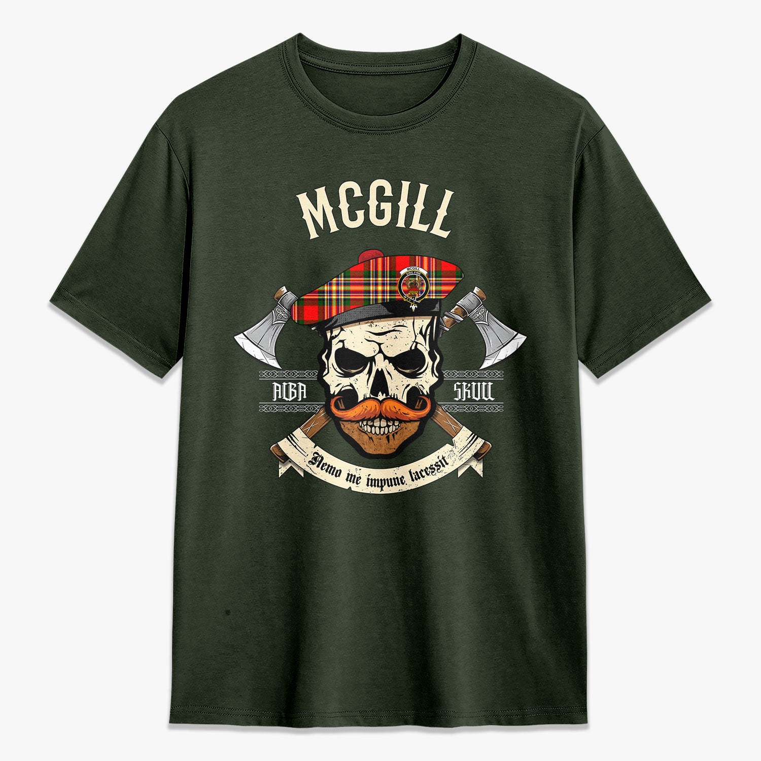 McGill Modern Tartan Crest 2D T-shirt - Alba Skull Style