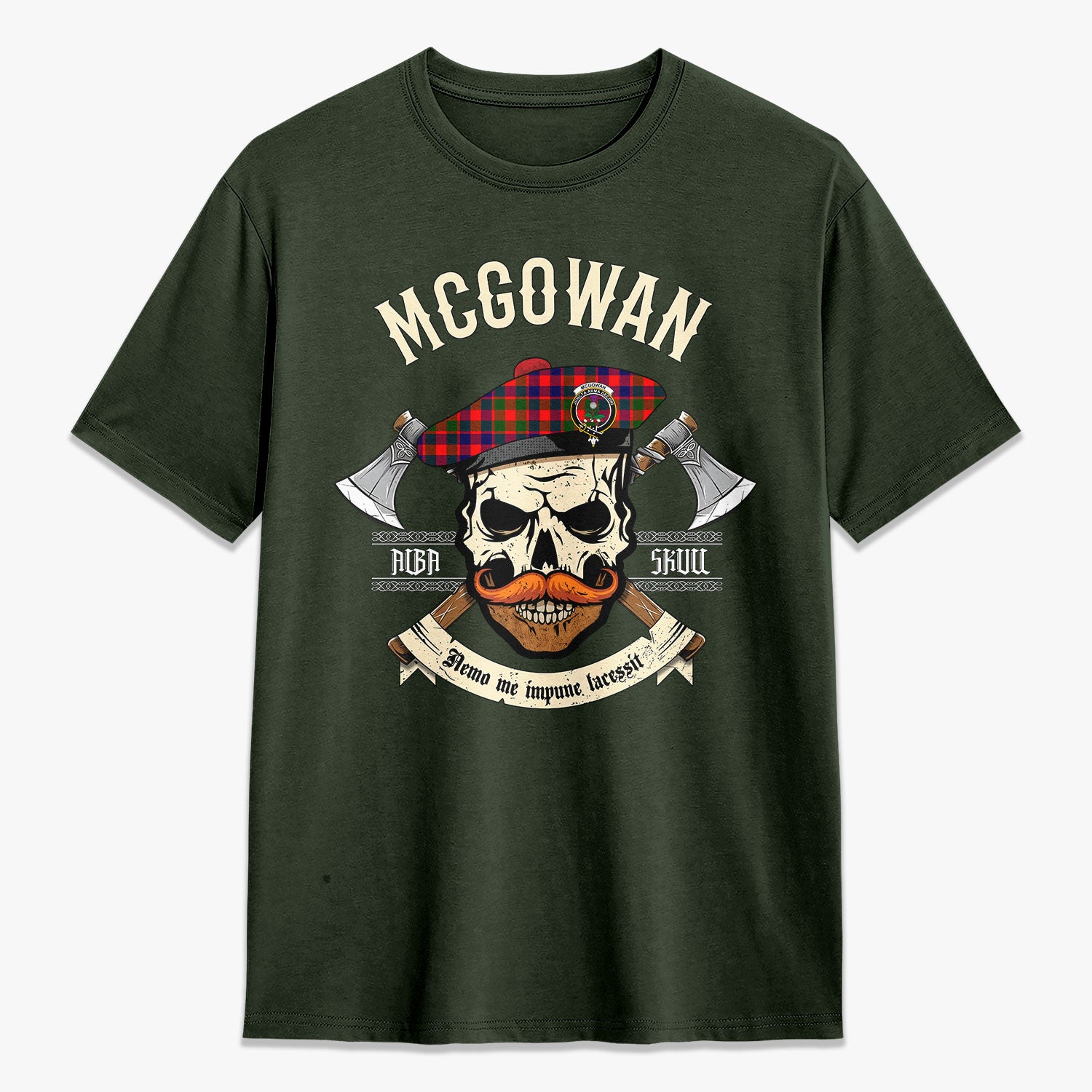 McGowan Tartan Crest 2D T-shirt - Alba Skull Style