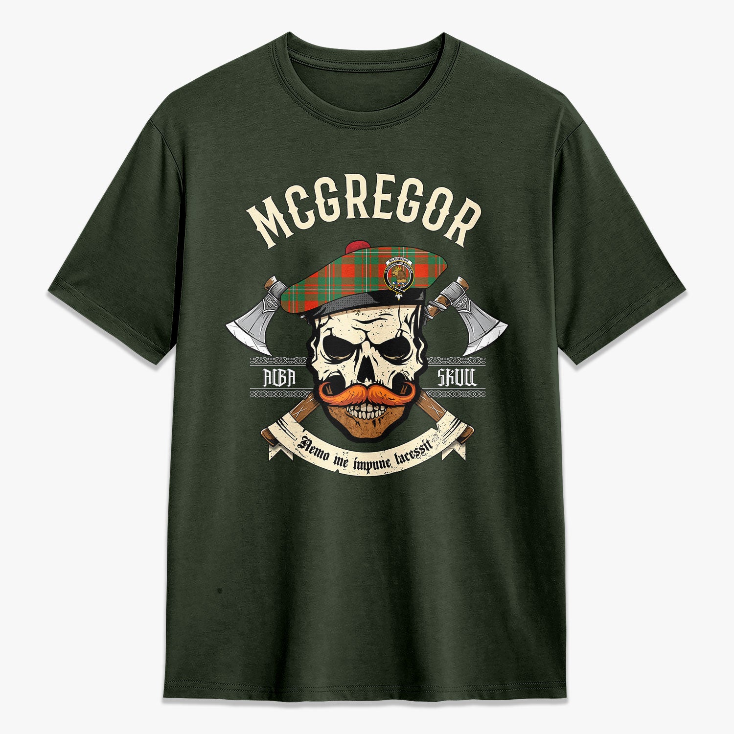 McGregor Ancient Tartan Crest 2D T-shirt - Alba Skull Style