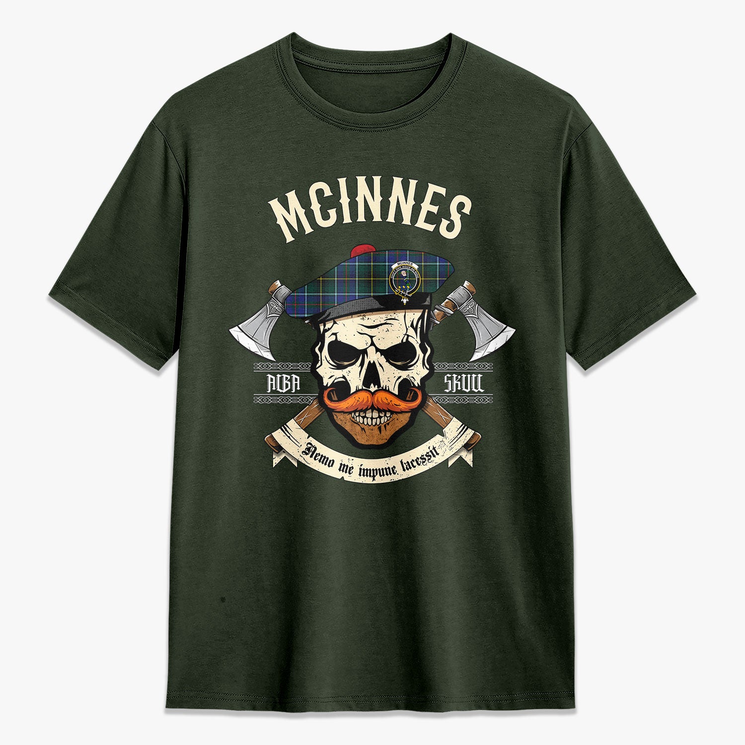 McInnes Modern Tartan Crest 2D T-shirt - Alba Skull Style