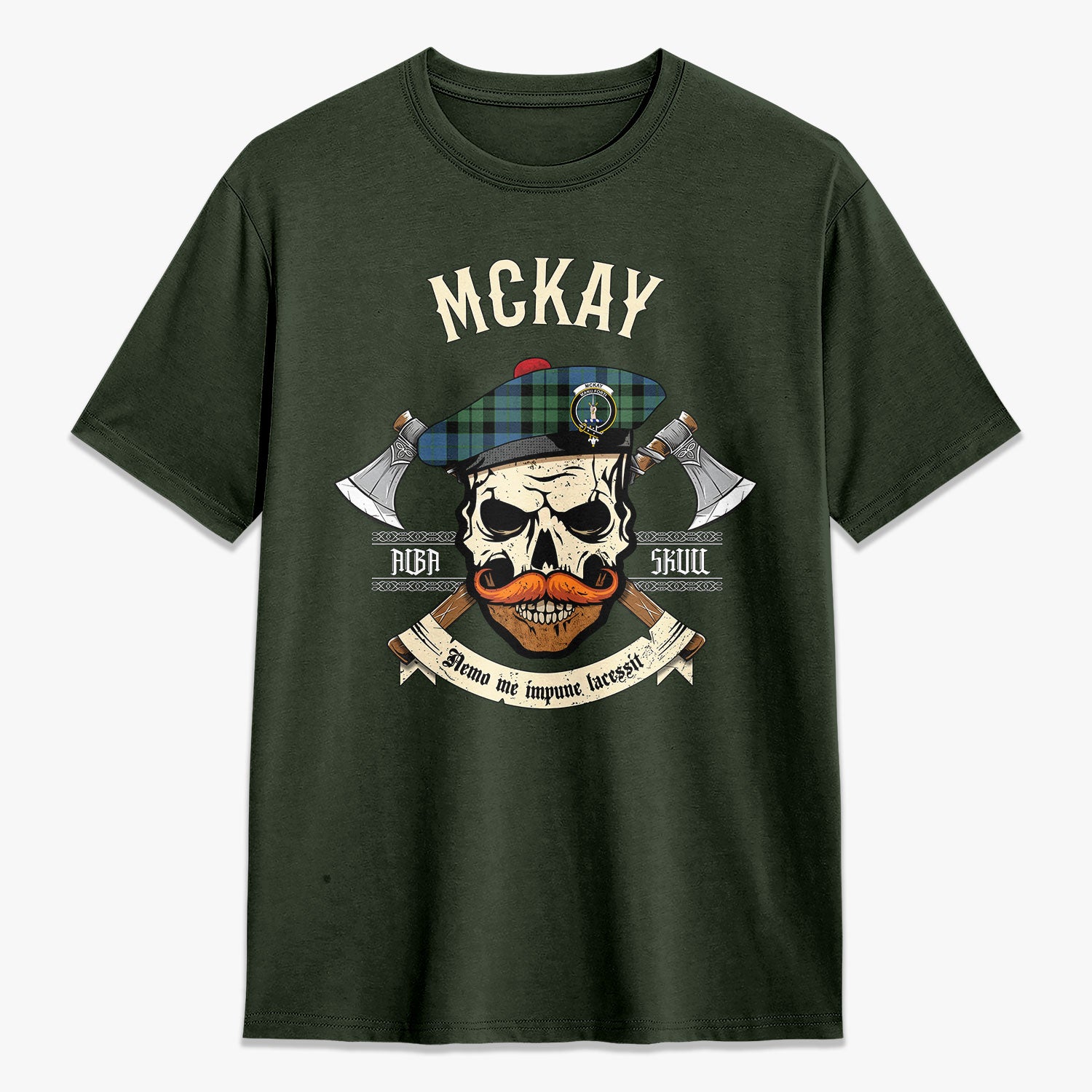 McInnes Ancient Tartan Crest 2D T-shirt - Alba Skull Style