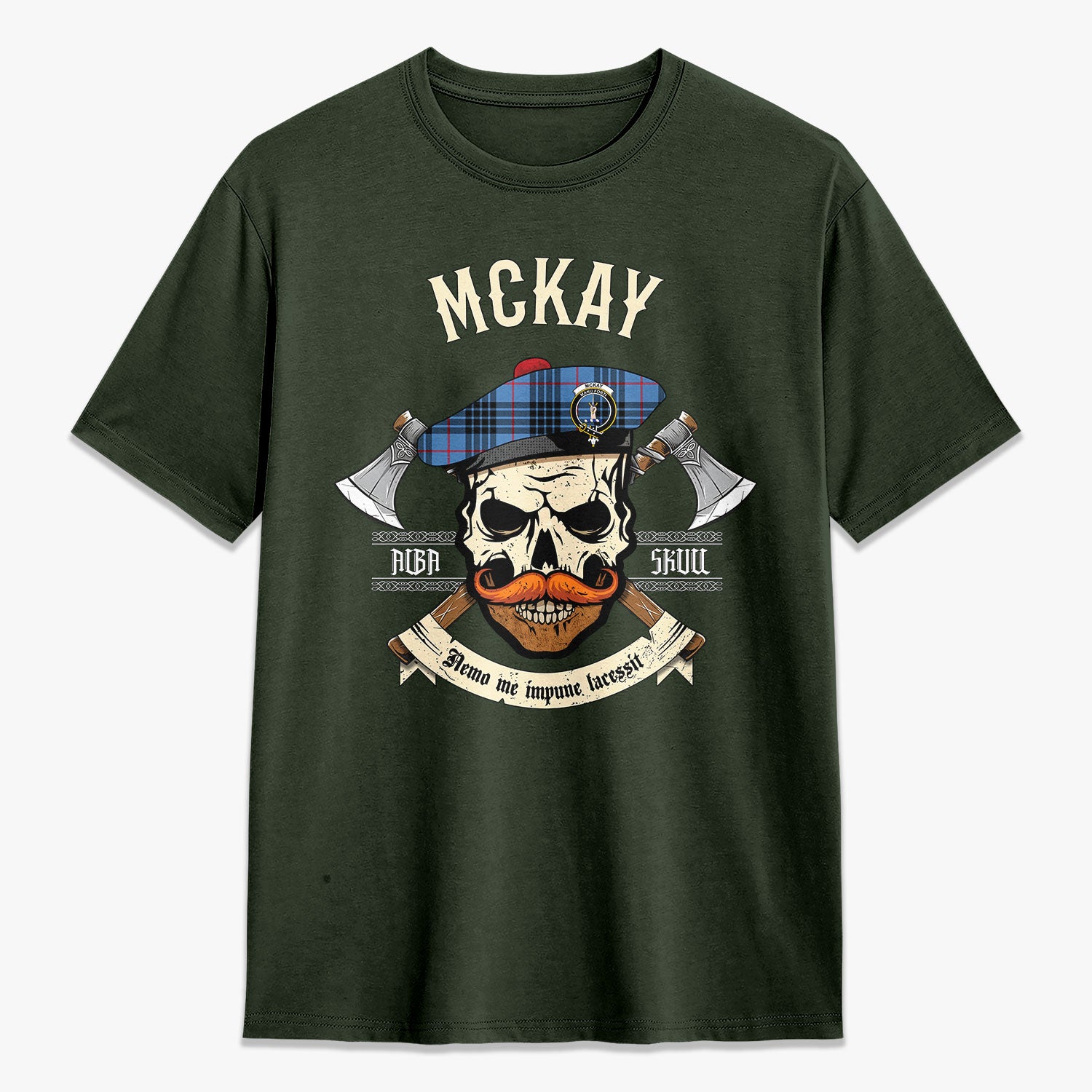 McKay Blue Tartan Crest 2D T-shirt - Alba Skull Style