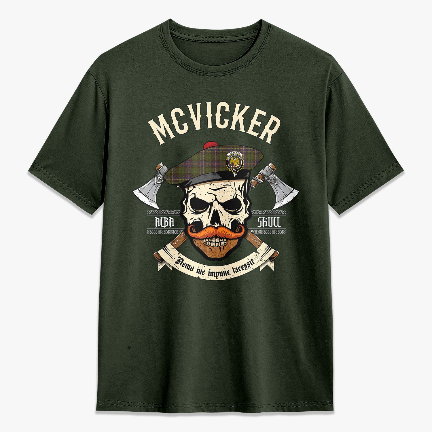 McVicker Tartan Crest 2D T-shirt - Alba Skull Style