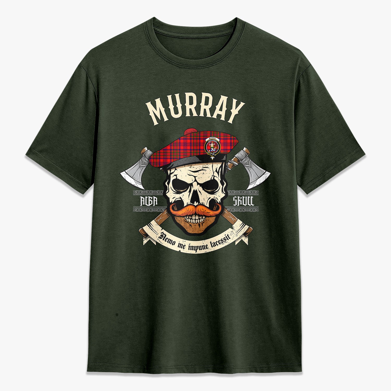 Murray (of Dysart) Tartan Crest 2D T-shirt - Alba Skull Style