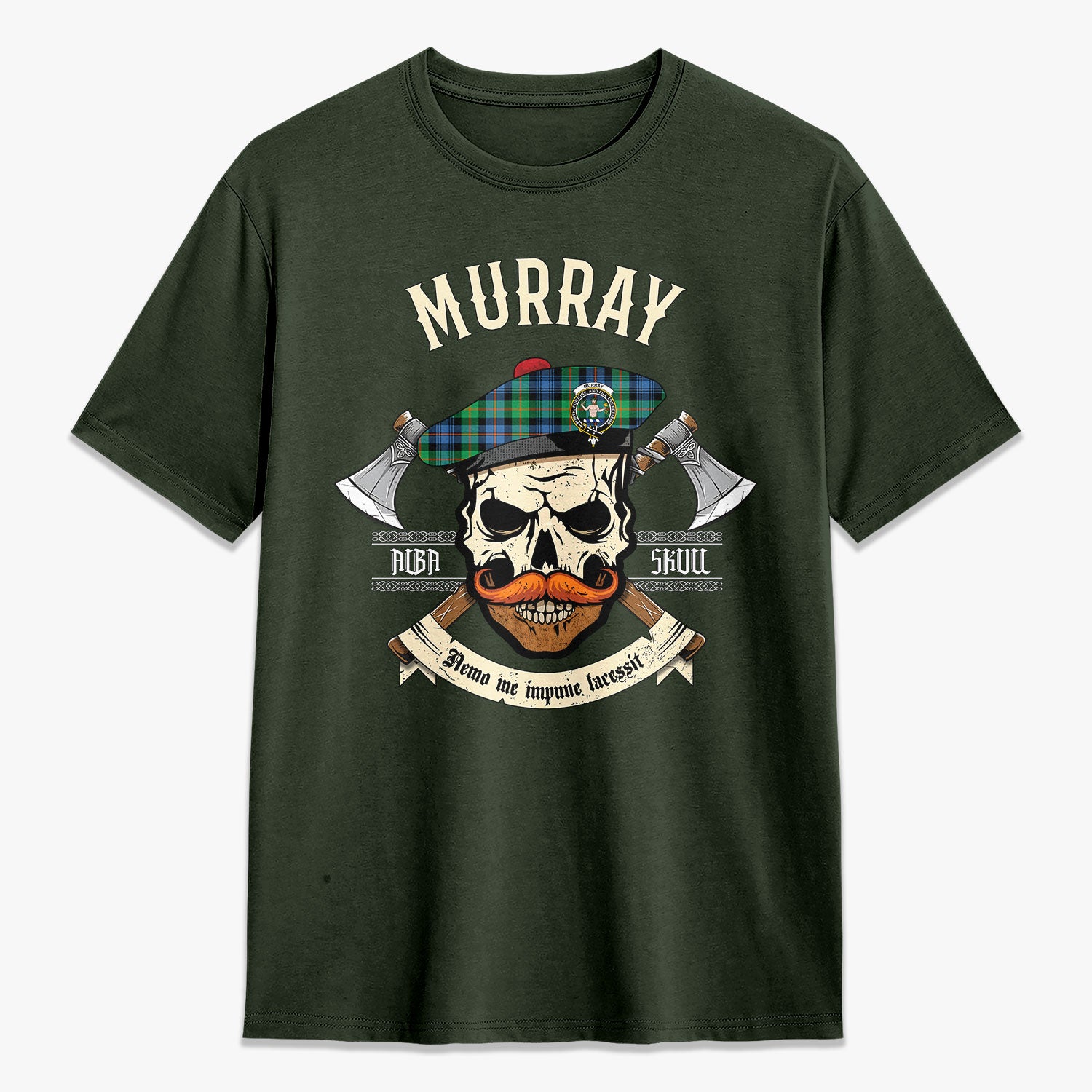 Murray of Atholl Ancient Tartan Crest 2D T-shirt - Alba Skull Style