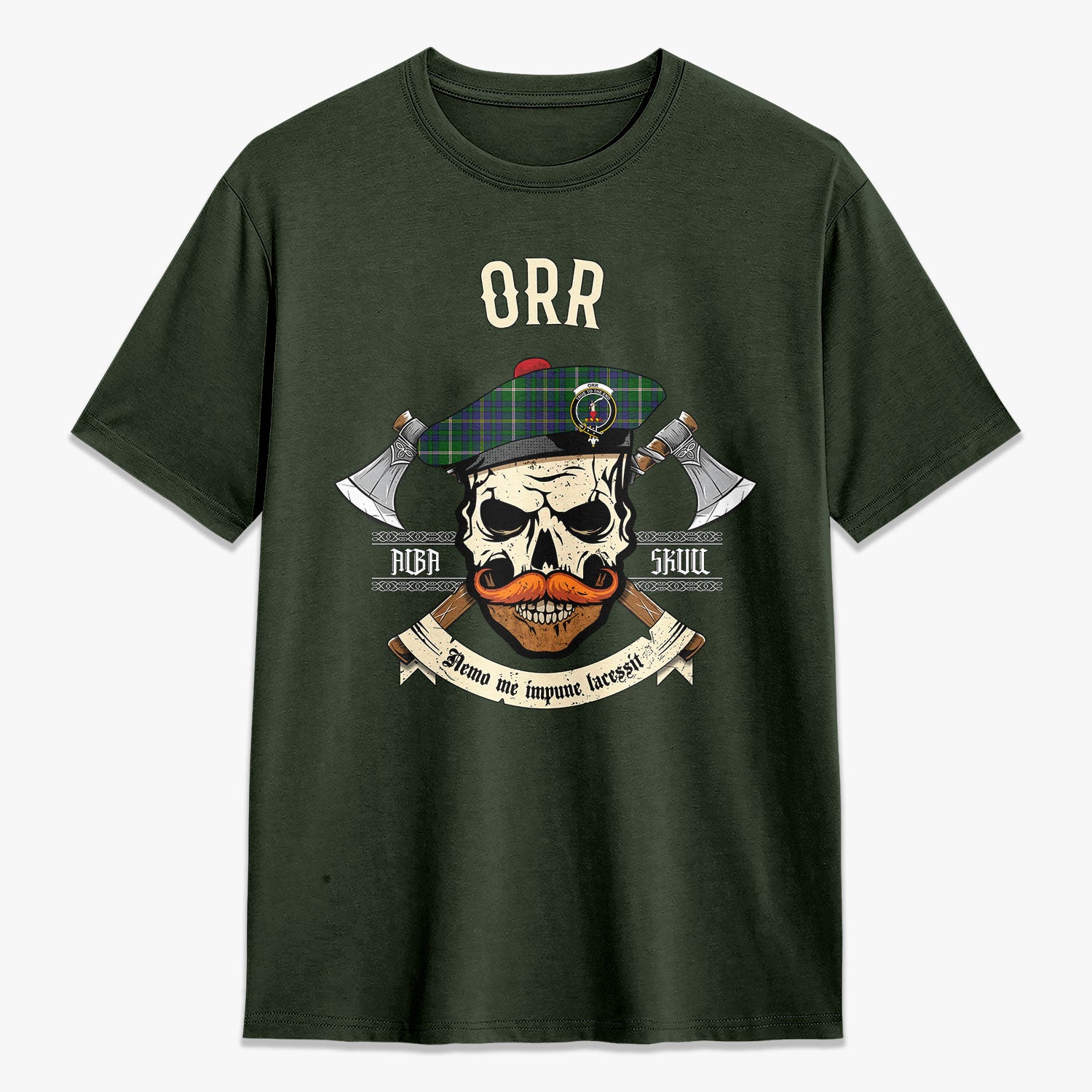 Orr Tartan Crest 2D T-shirt - Alba Skull Style