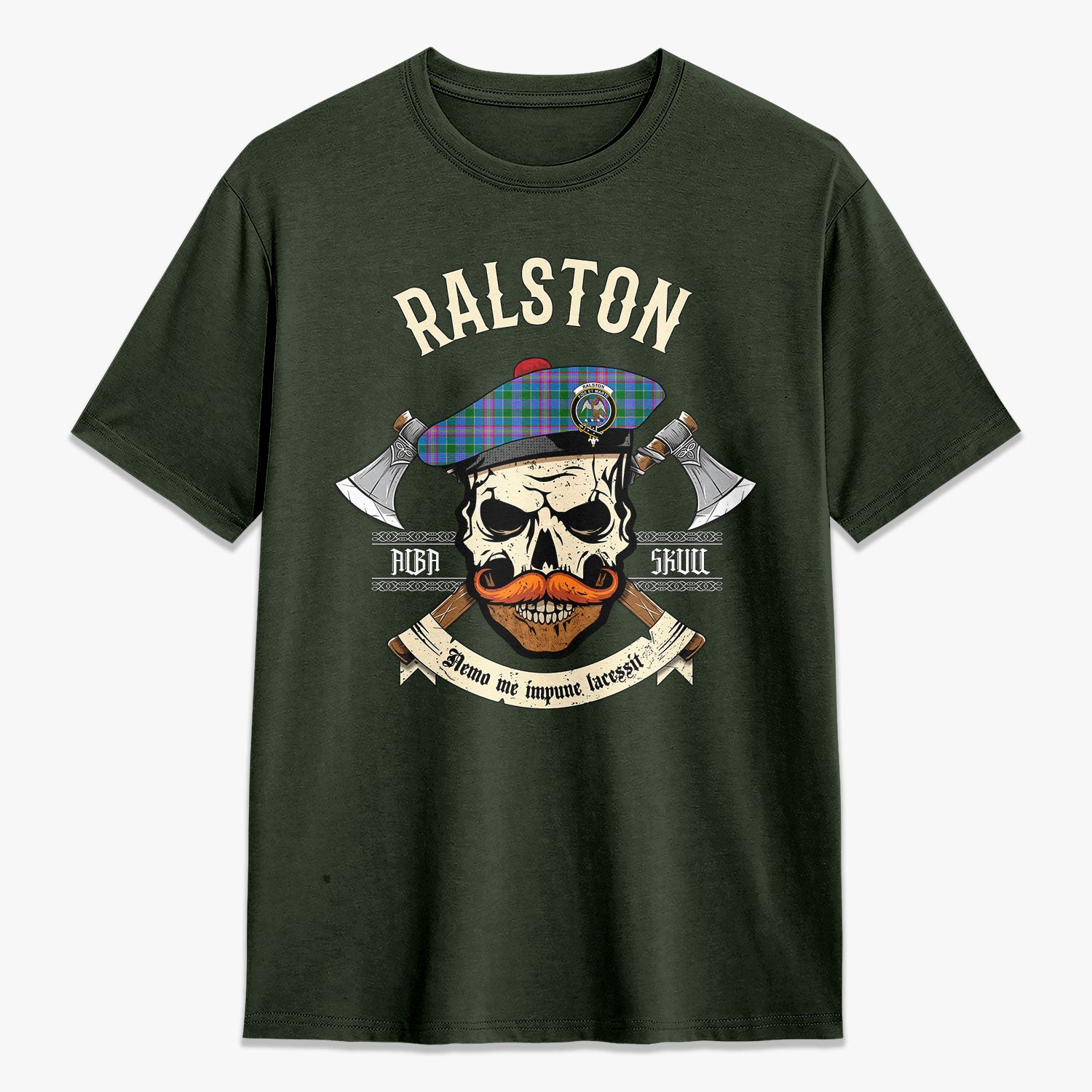 Ralston Tartan Crest 2D T-shirt - Alba Skull Style