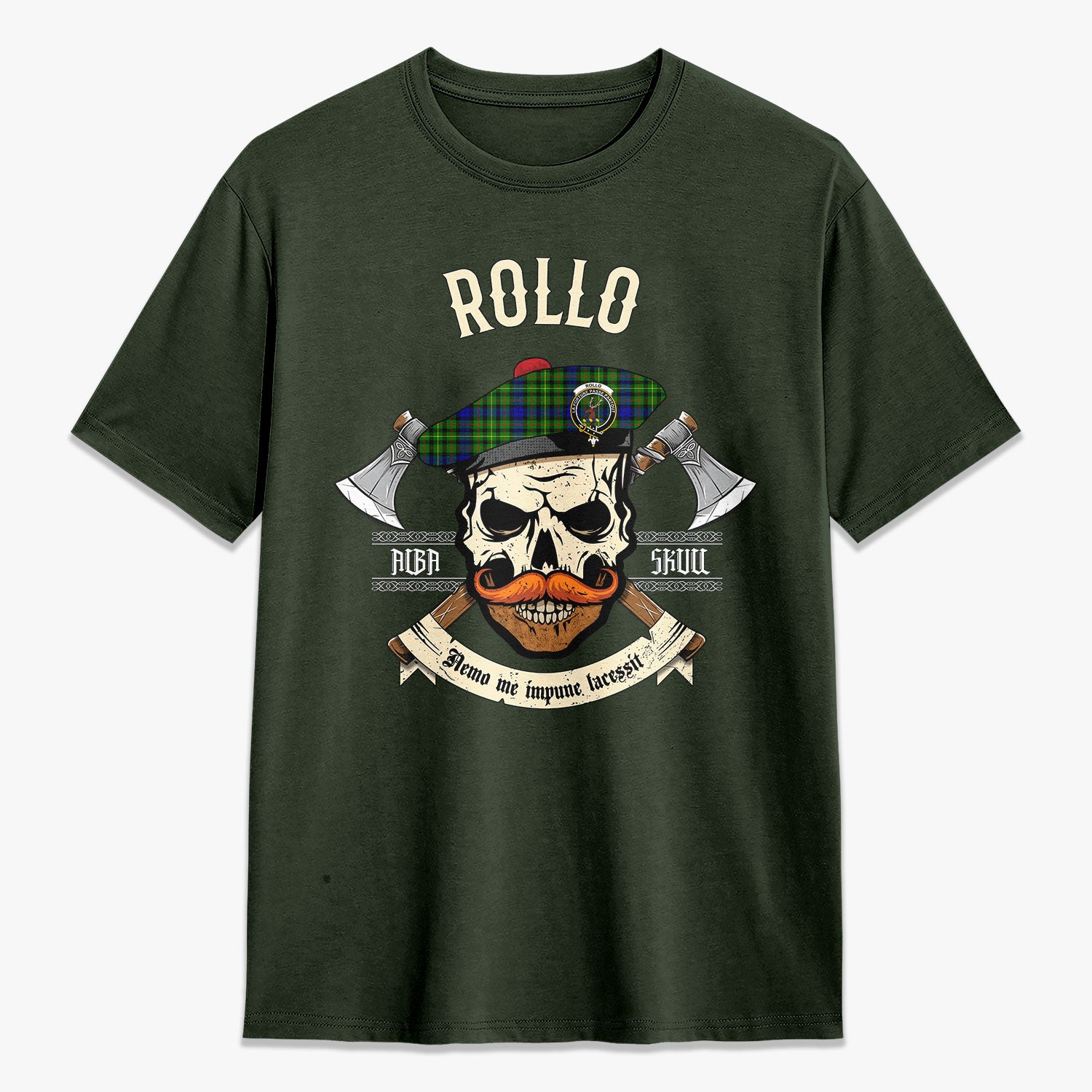 Rollo Modern Tartan Crest 2D T-shirt - Alba Skull Style