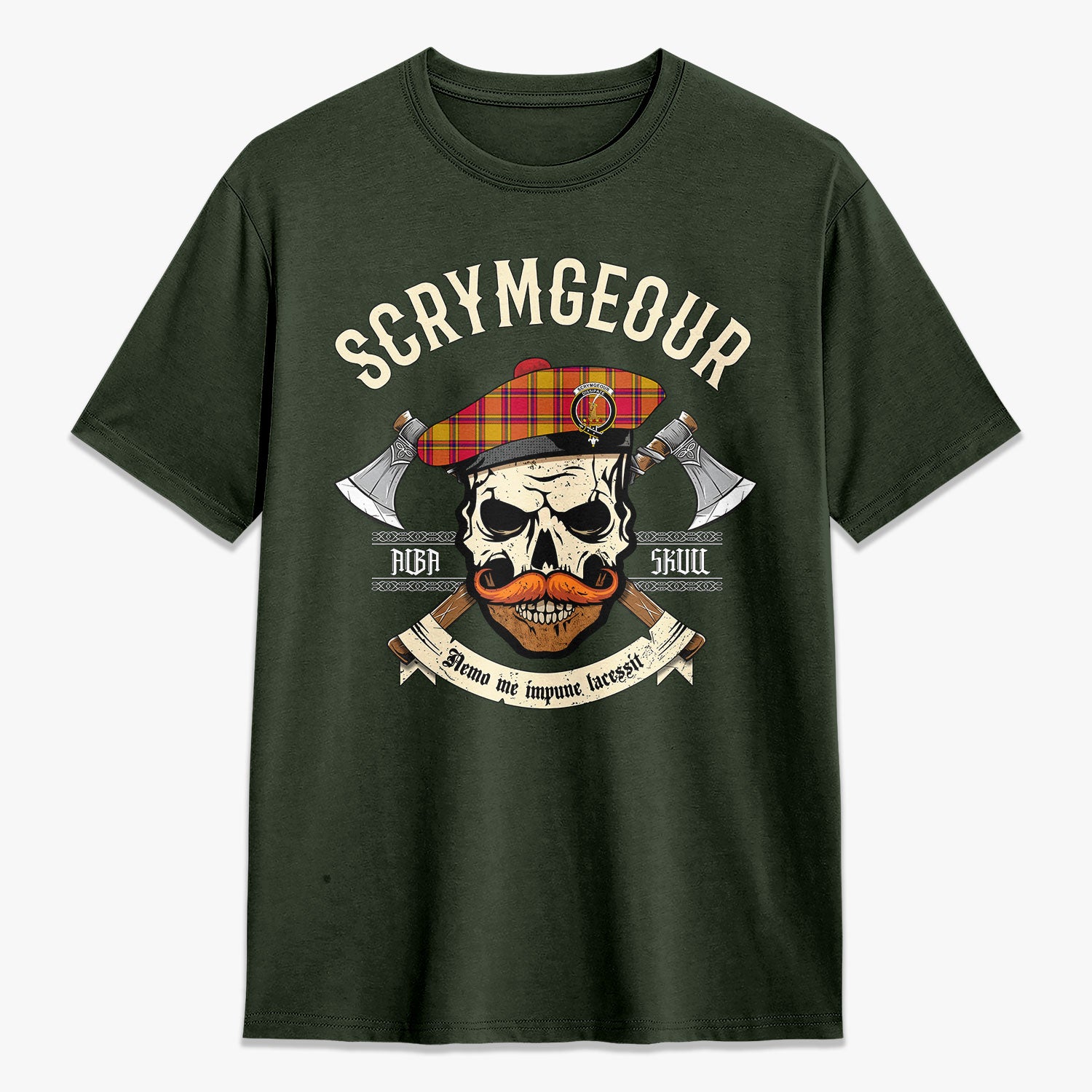 Scrymgeour Tartan Crest 2D T-shirt - Alba Skull Style