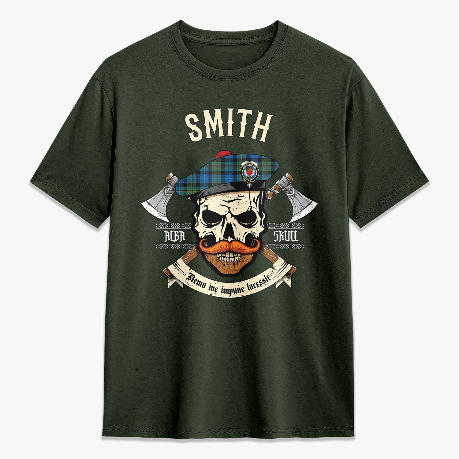 Smith Ancient Tartan Crest 2D T-shirt - Alba Skull Style