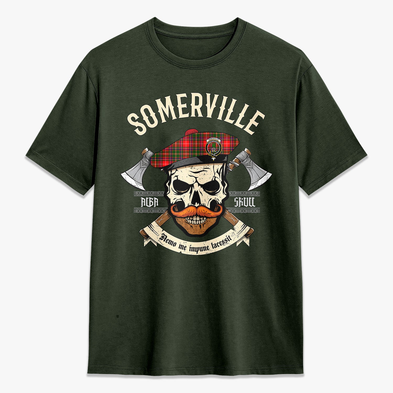 Somerville Tartan Crest 2D T-shirt - Alba Skull Style