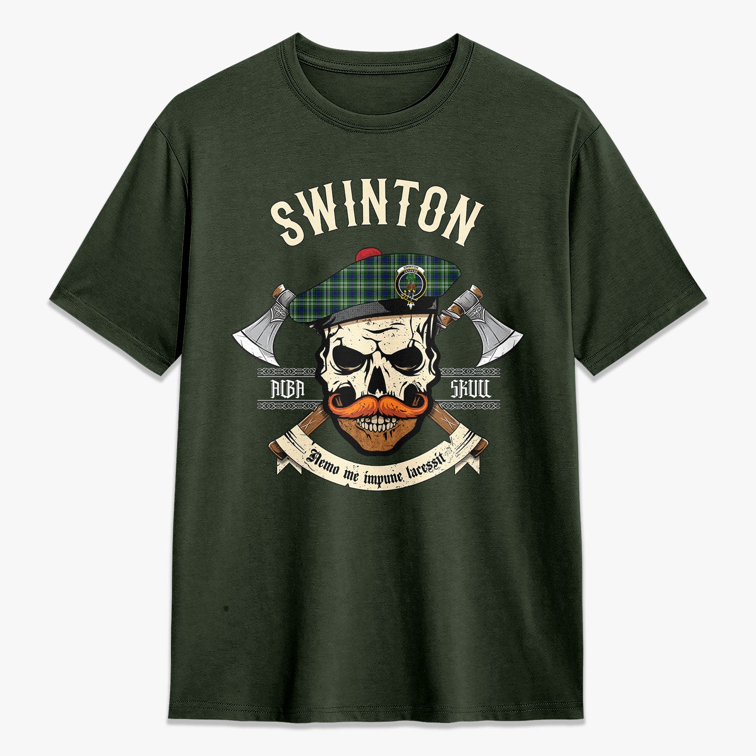 Swinton Tartan Crest 2D T-shirt - Alba Skull Style