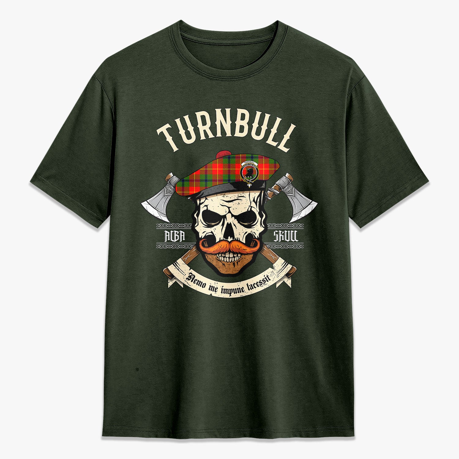 Turnbull Dress Tartan Crest 2D T-shirt - Alba Skull Style