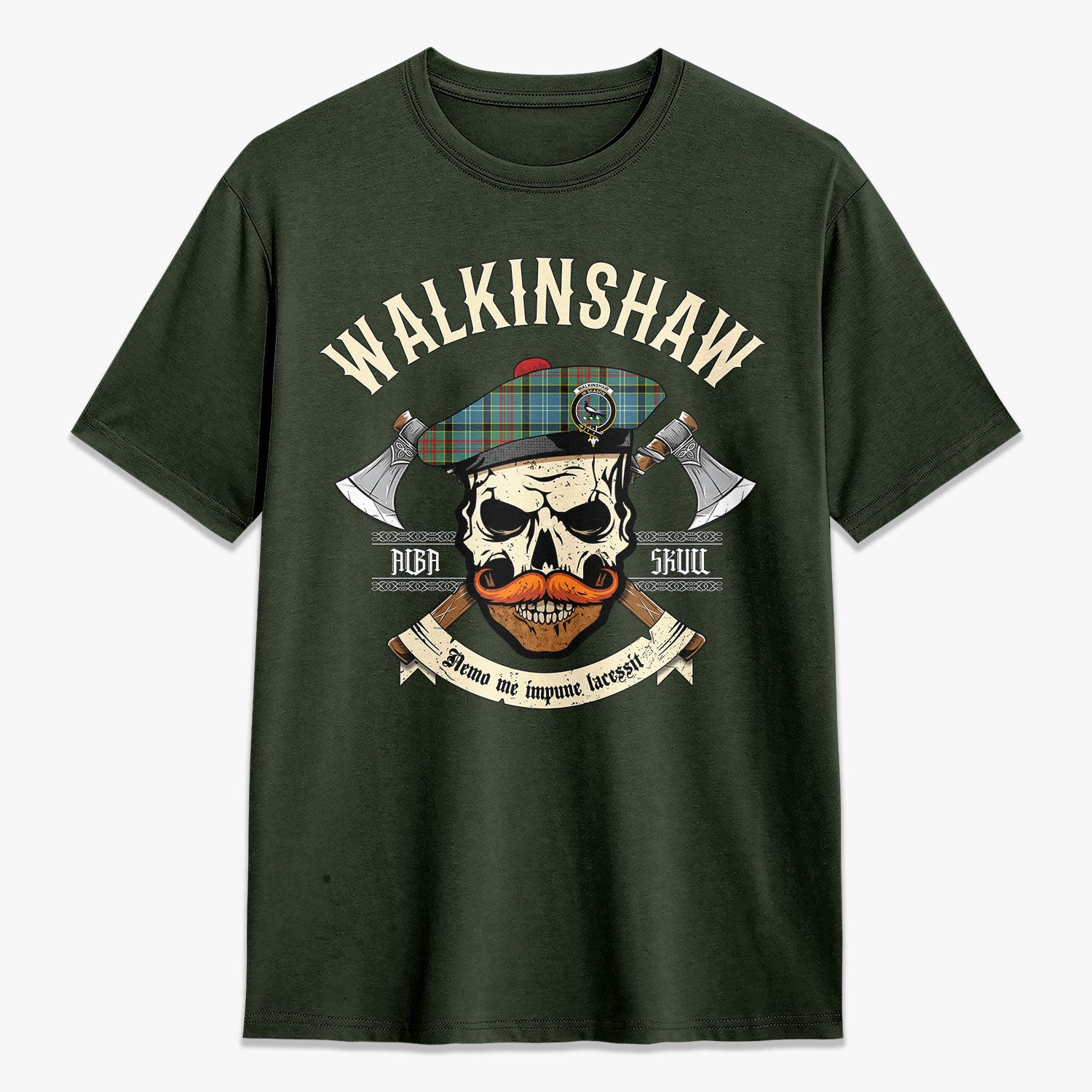 Walkinshaw Tartan Crest 2D T-shirt - Alba Skull Style