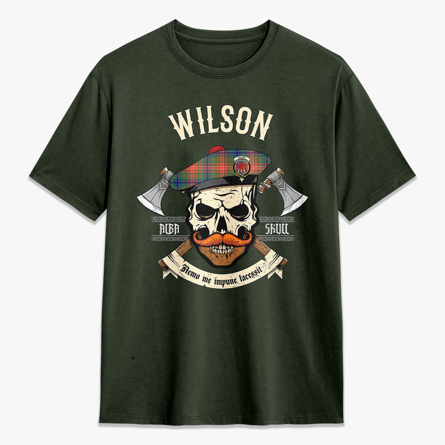 Wilson Ancient Tartan Crest 2D T-shirt - Alba Skull Style