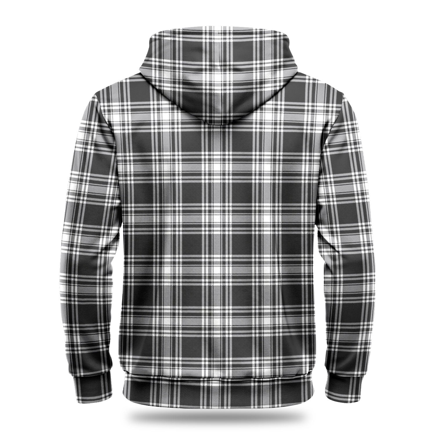 Menzies Black - White Modern Tartan Crest Hoodie