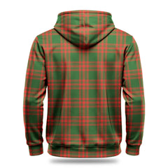 Menzies Green Modern Tartan Crest Hoodie