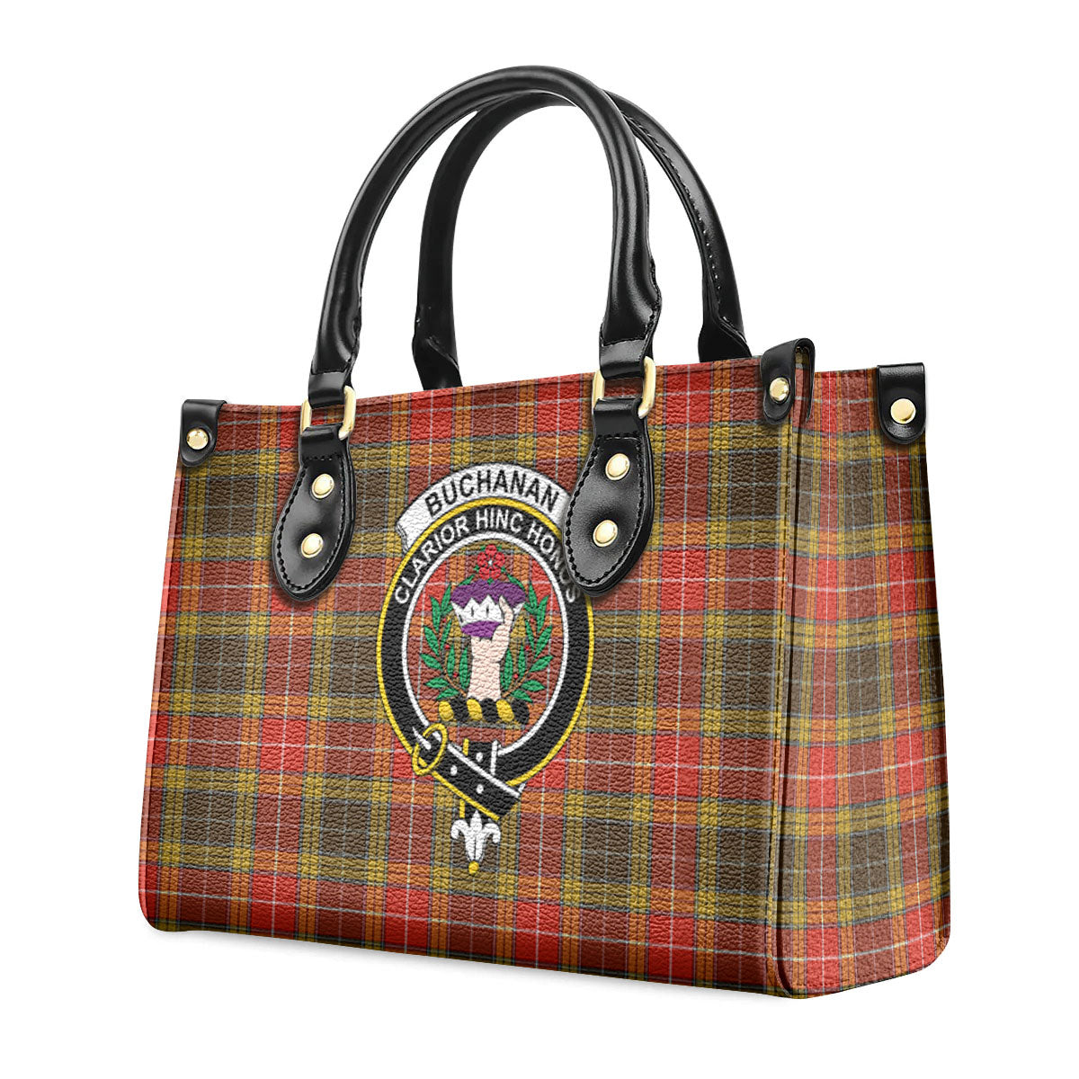 Buchanan Old Set Weathered Tartan Crest Leather Handbag