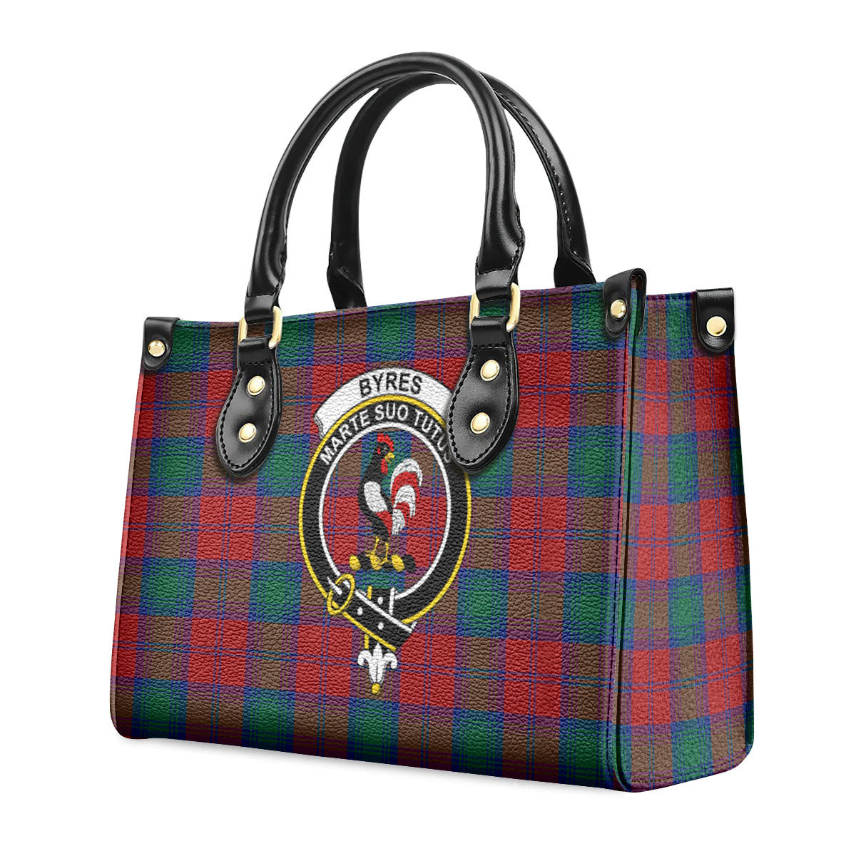 Byres Tartan Crest Leather Handbag