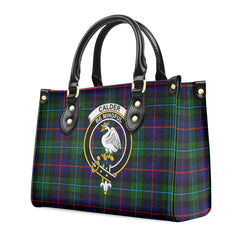 Calder (Calder-Campbell) Tartan Crest Leather Handbag