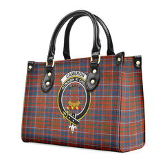 Cameron of Lochiel Ancient Tartan Crest Leather Handbag