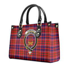 Cameron of Lochiel Modern Tartan Crest Leather Handbag