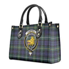 Campbell Argyll Modern Tartan Crest Leather Handbag