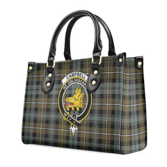 Campbell Argyll Weathered Tartan Crest Leather Handbag