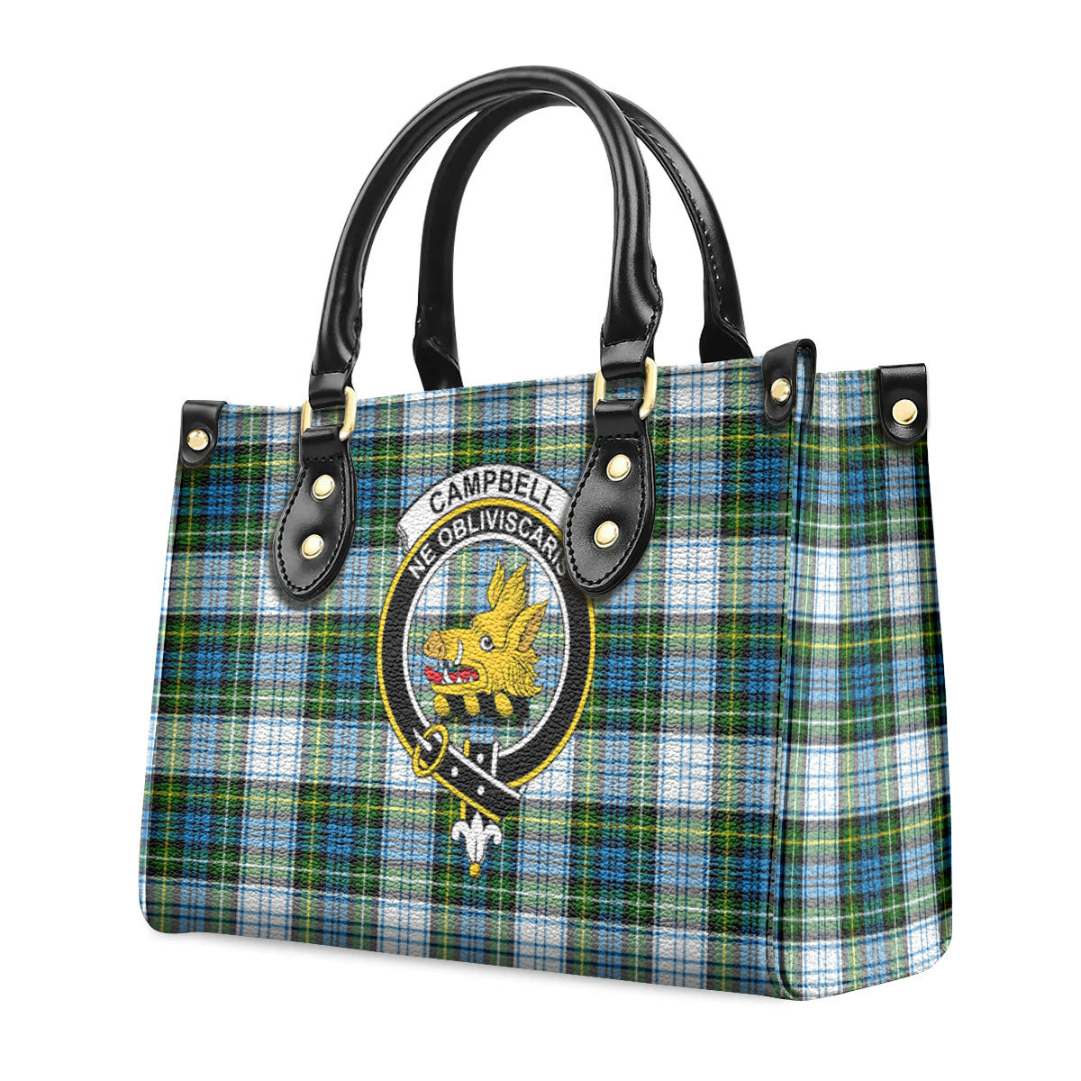 Campbell Dress Tartan Crest Leather Handbag