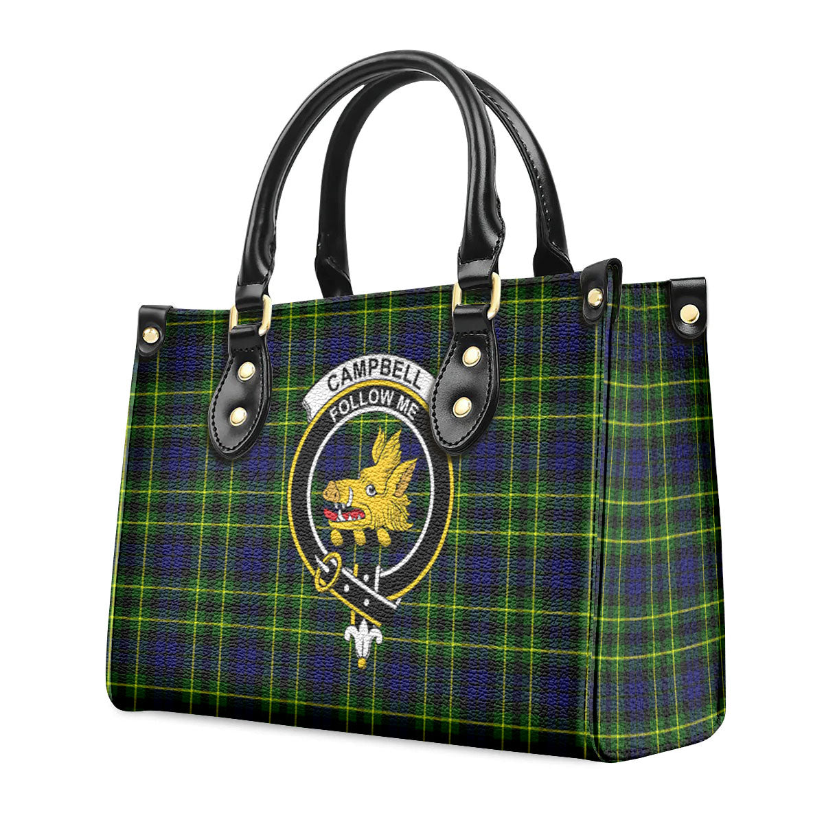 Campbell of Breadalbane Modern Tartan Crest Leather Handbag