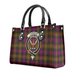 Carnegie Modern Tartan Crest Leather Handbag