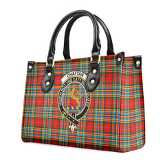 Chattan Tartan Crest Leather Handbag