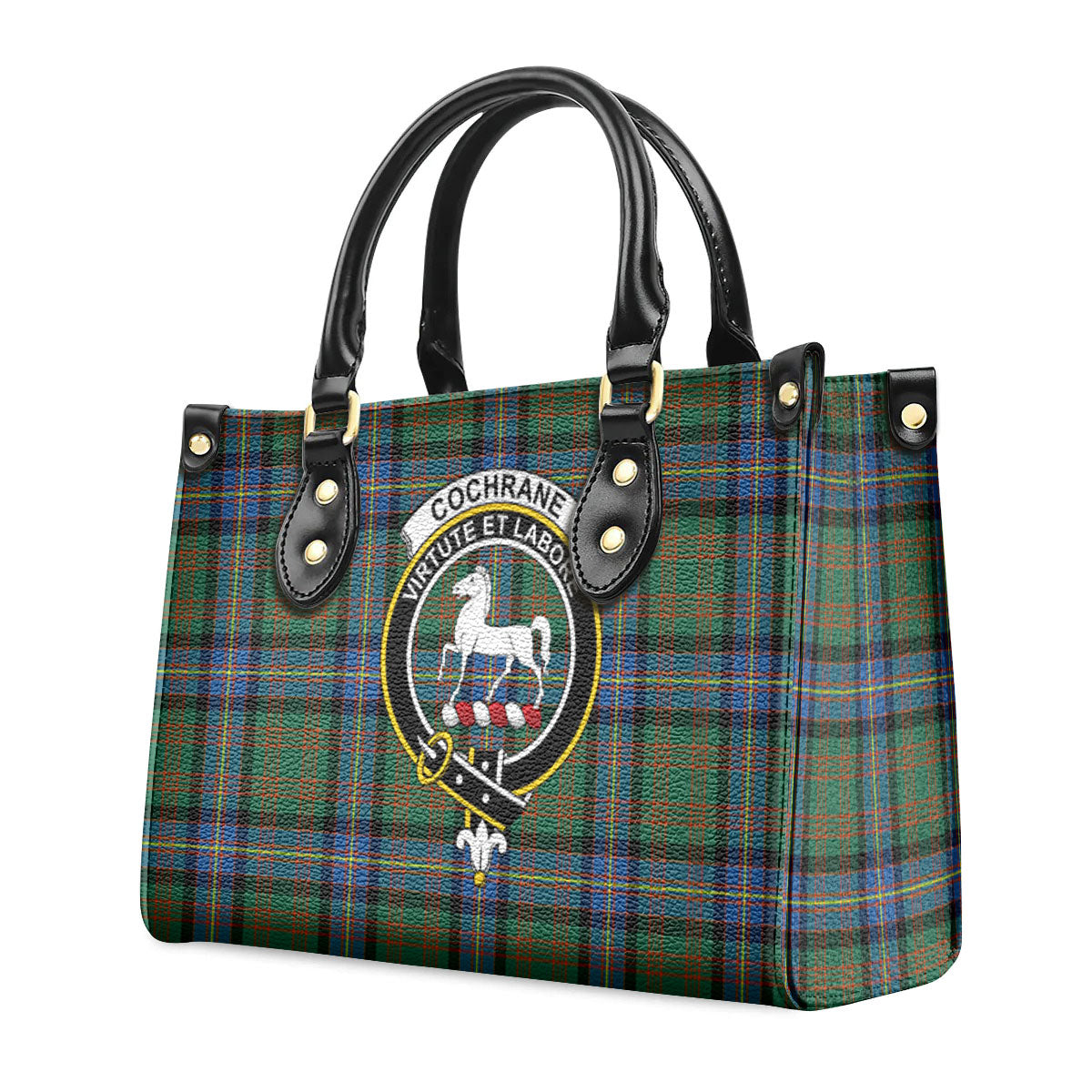 Cochrane Ancient Tartan Crest Leather Handbag