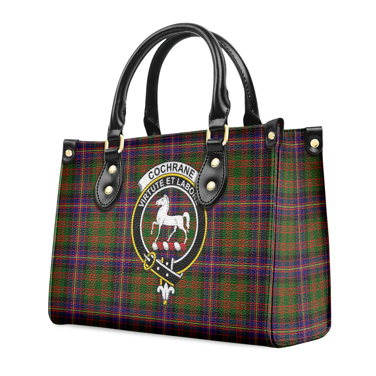 Cochrane Modern Tartan Crest Leather Handbag