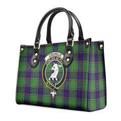 Colville Tartan Crest Leather Handbag