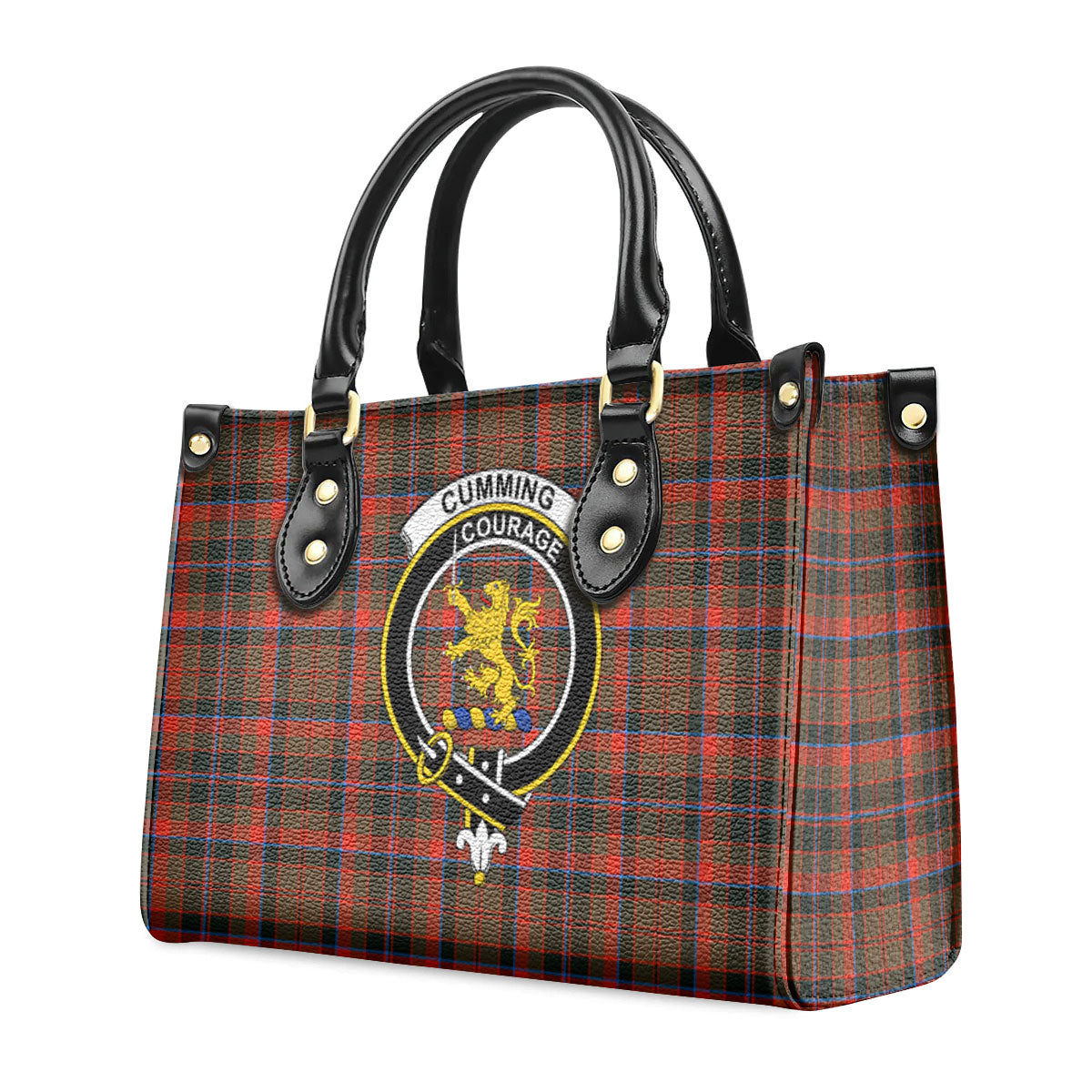 Cumming Hunting Weathered Tartan Crest Leather Handbag