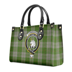 Cunningham Dress Green Dancers Tartan Crest Leather Handbag