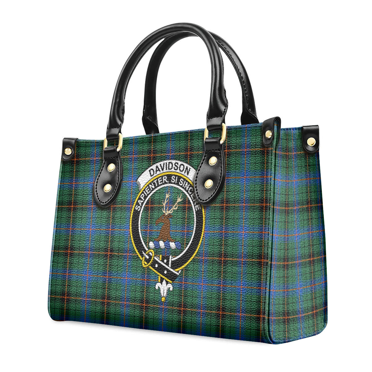 Davidson Ancient Tartan Crest Leather Handbag