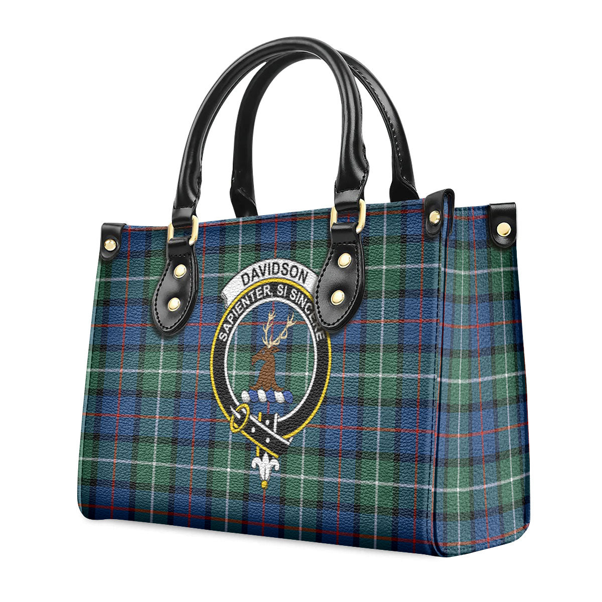 Davidson of Tulloch Tartan Crest Leather Handbag