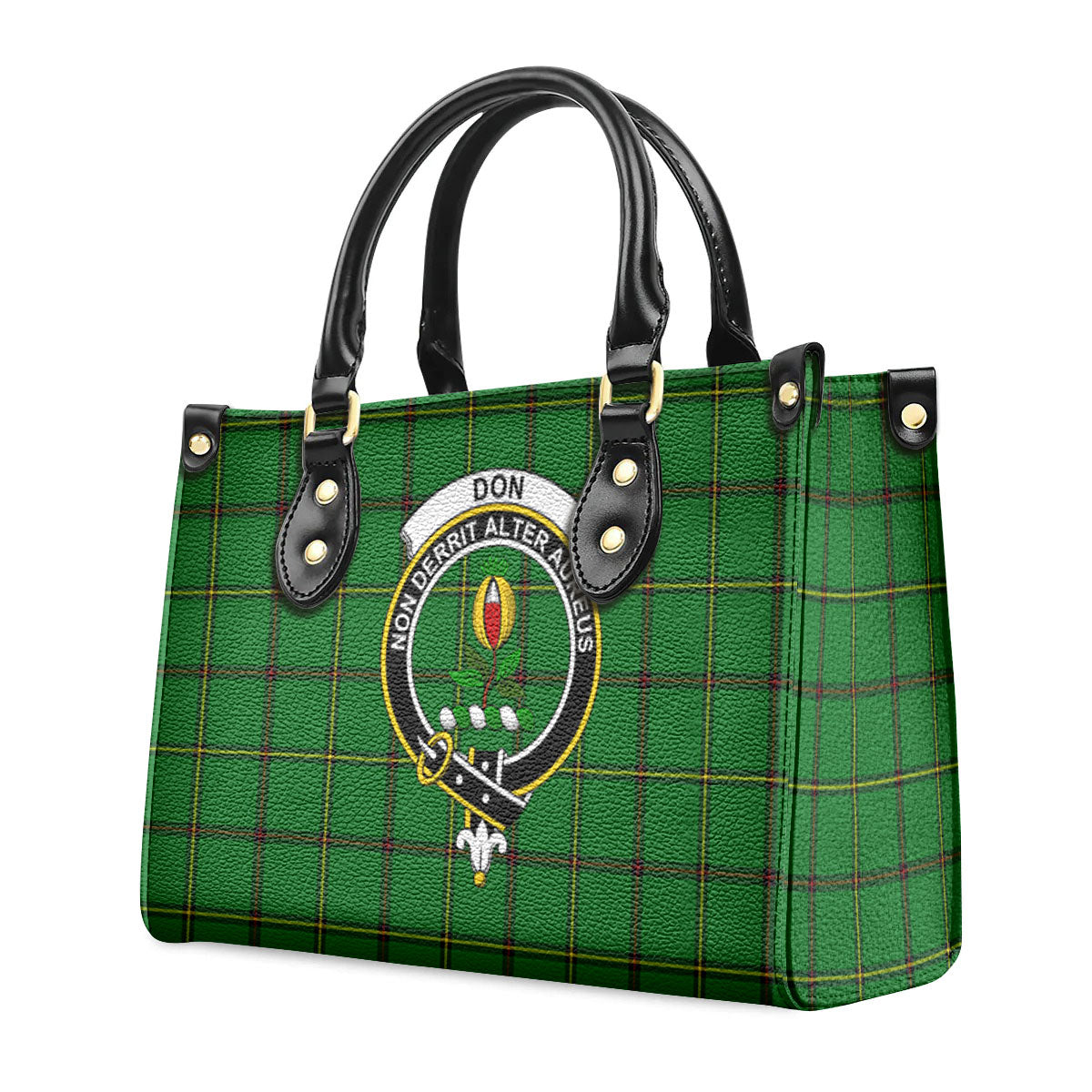 Don Tartan Crest Leather Handbag