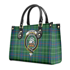 Duncan Ancient Tartan Crest Leather Handbag