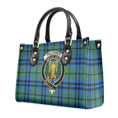 Falconer Tartan Crest Leather Handbag